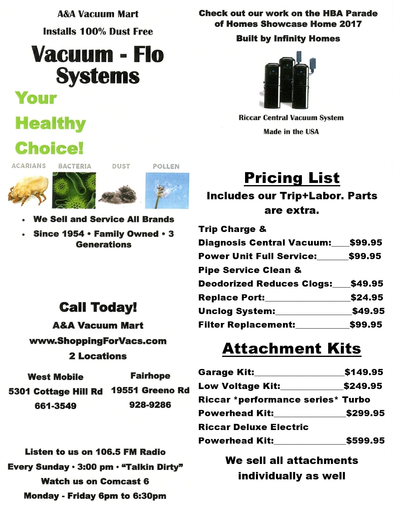 Central Vacuum A & A Vacuum Mart Mobile Alabama